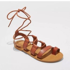 Womens Paige Lace up Gladiator Sandals Cognac